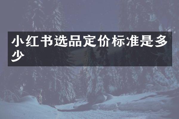 小红书选品定价标准是多少