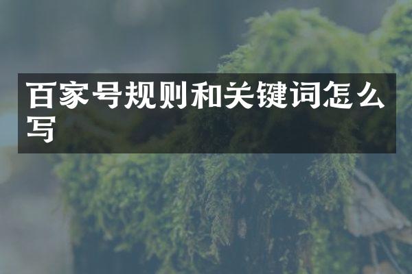 百家号规则和关键词怎么写