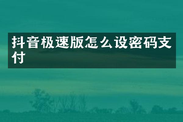抖音极速版怎么设密码支付