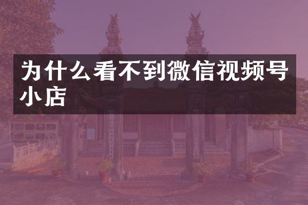为什么看不到微信视频号小店