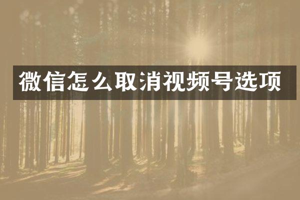 微信怎么取消视频号选项