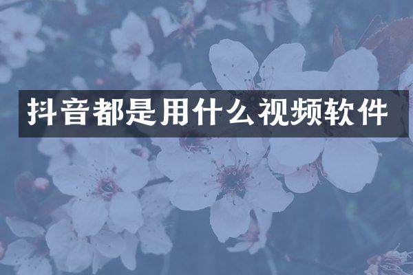 抖音都是用什么视频软件