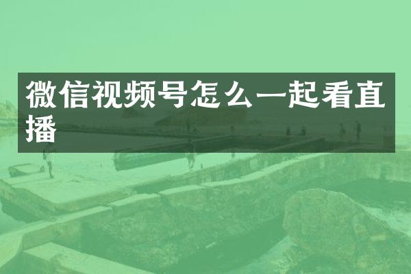 微信视频号怎么一起看直播