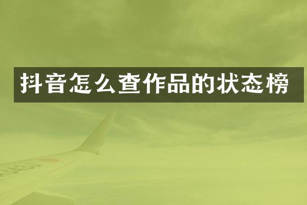 抖音怎么查作品的状态榜