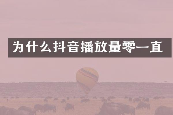 为什么抖音播放量零一直