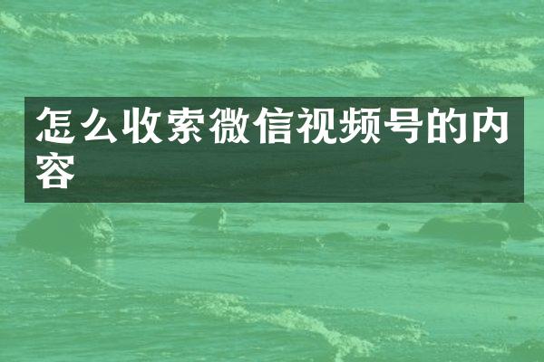 怎么收索微信视频号的内容