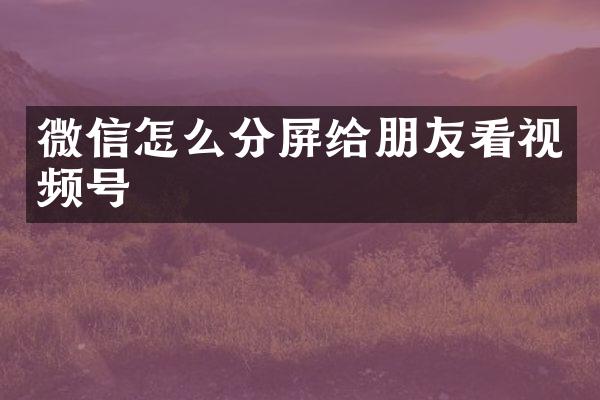 微信怎么分屏给朋友看视频号