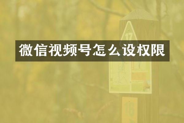 微信视频号怎么设权限