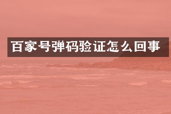 百家号弹码验证怎么回事