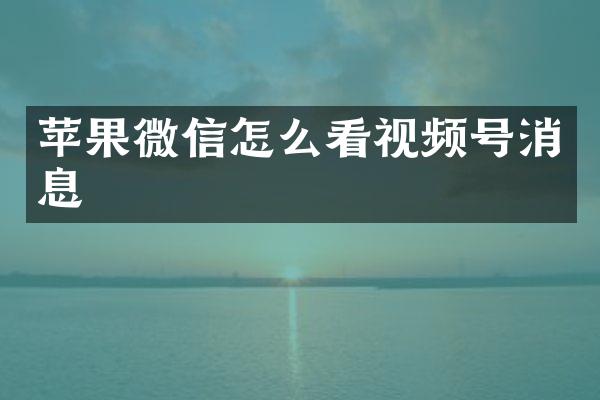 苹果微信怎么看视频号消息