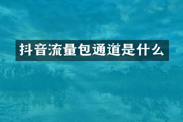 抖音流量包通道是什么