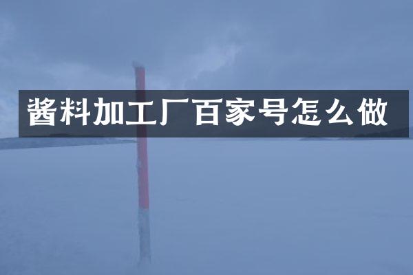 酱料加工厂百家号怎么做