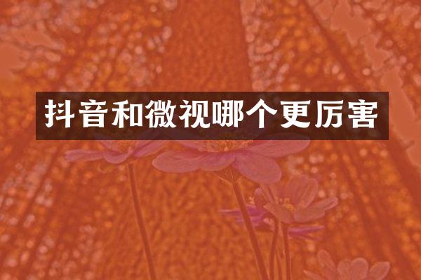 抖音和微视哪个更厉害