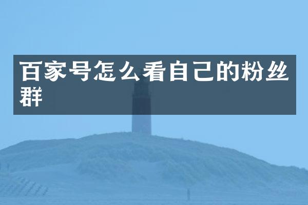 百家号怎么看自己的粉丝群