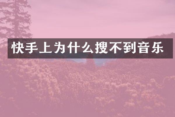 快手上为什么搜不到音乐