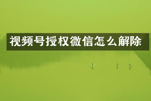 视频号授权微信怎么解除