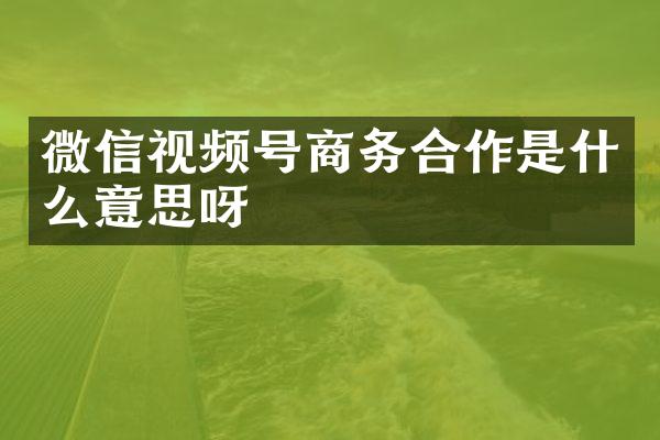 微信视频号商务合作是什么意思呀