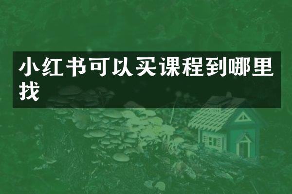 小红书可以买课程到哪里找