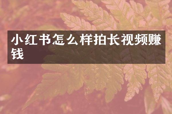 小红书怎么样拍长视频赚钱