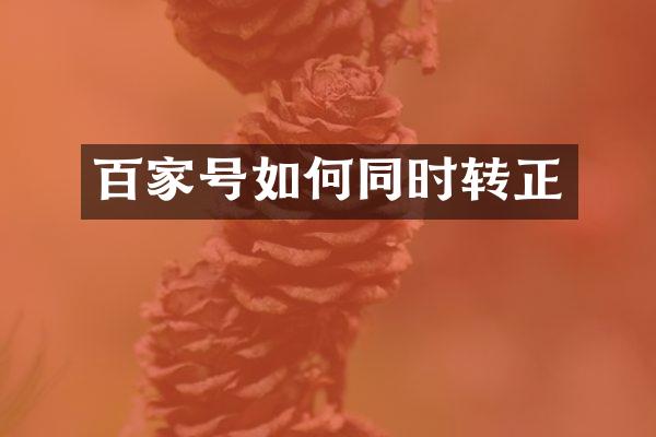 百家号如何同时转正