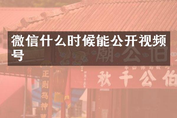 微信什么时候能公开视频号