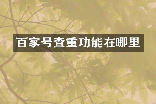 百家号查重功能在哪里