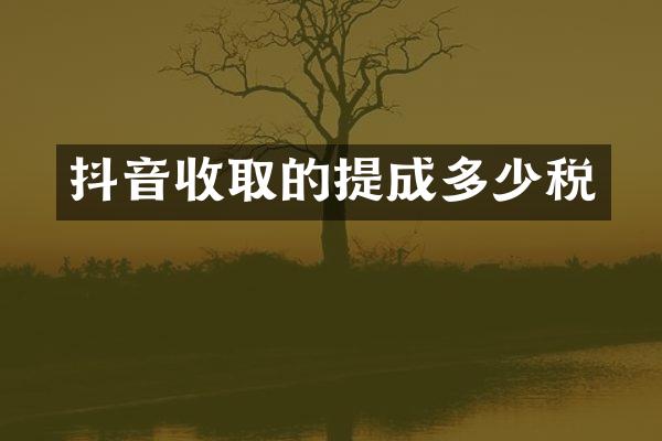 抖音收取的多少税