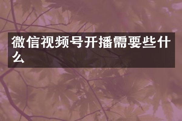 微信视频号开播需要些什么