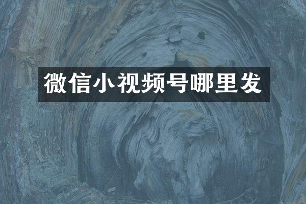 微信小视频号哪里发