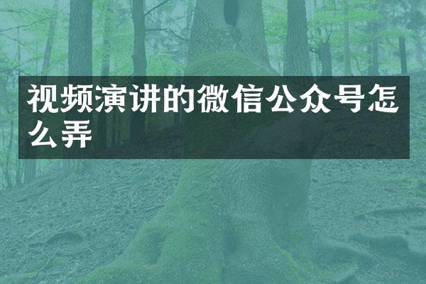 视频演讲的微信公众号怎么弄