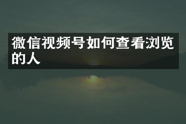 微信视频号如何查看浏览的人