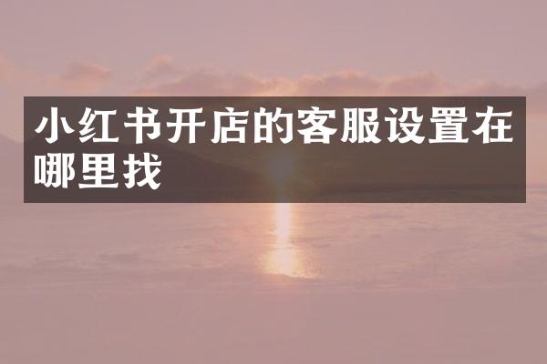 小红书开店的客服设置在哪里找