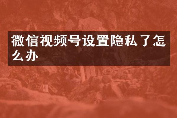 微信视频号设置隐私了怎么办