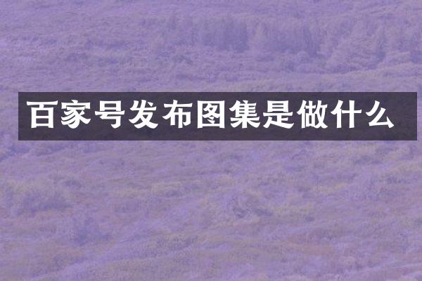 百家号发布图集是做什么