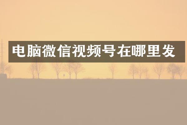 电脑微信视频号在哪里发