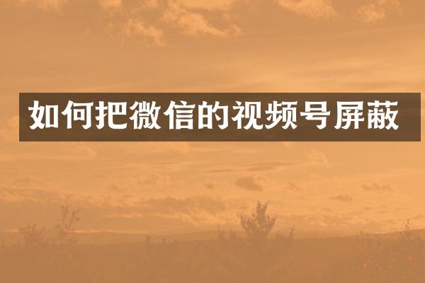 如何把微信的视频号屏蔽