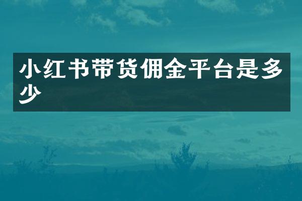 小红书带货佣金平台是多少