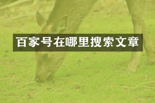 百家号在哪里搜索文章