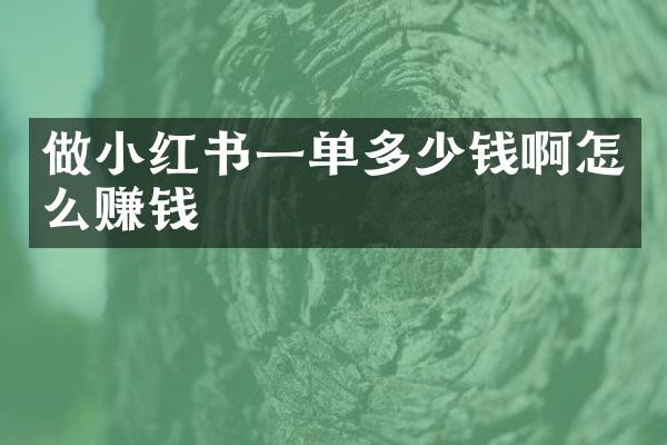 做小红书一单多少钱啊怎么赚钱