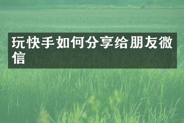 玩快手如何分享给朋友微信
