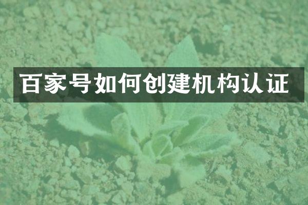 百家号如何创建机构认证