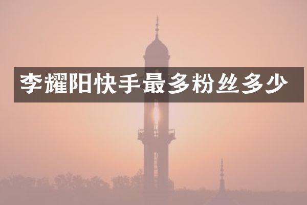 李耀阳快手最多粉丝多少