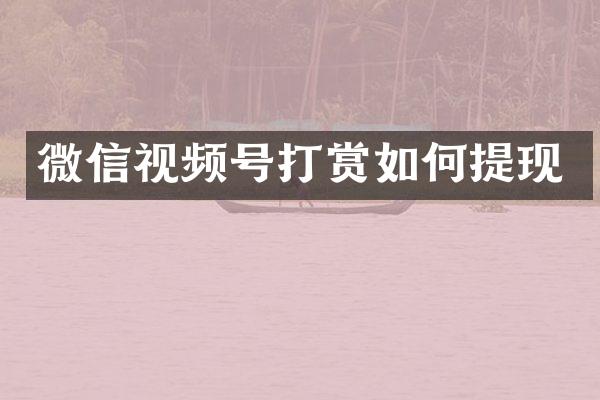 微信视频号打赏如何提现