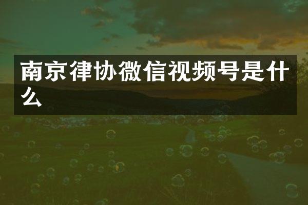 南京律协微信视频号是什么