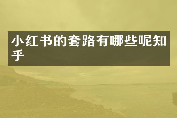 小红书的套路有哪些呢知乎