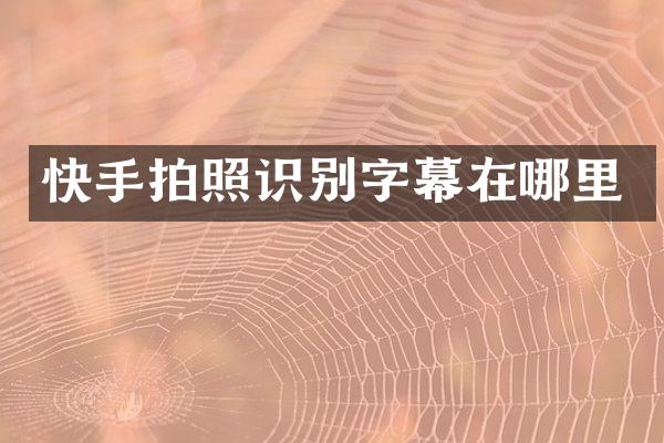 快手拍照识别字幕在哪里
