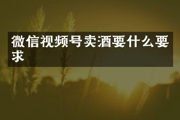 微信视频号卖酒要什么要求