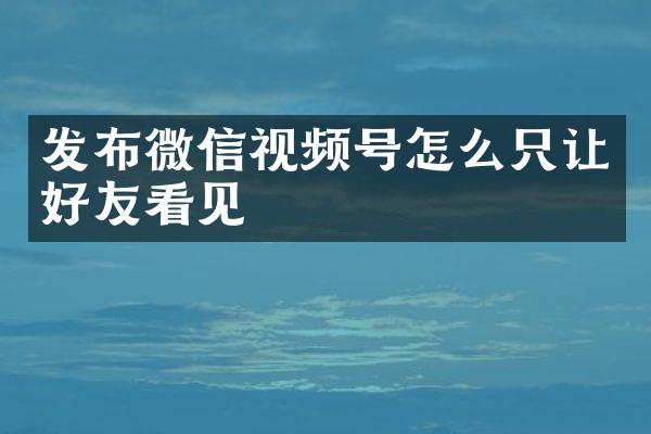 发布微信视频号怎么只让好友看见