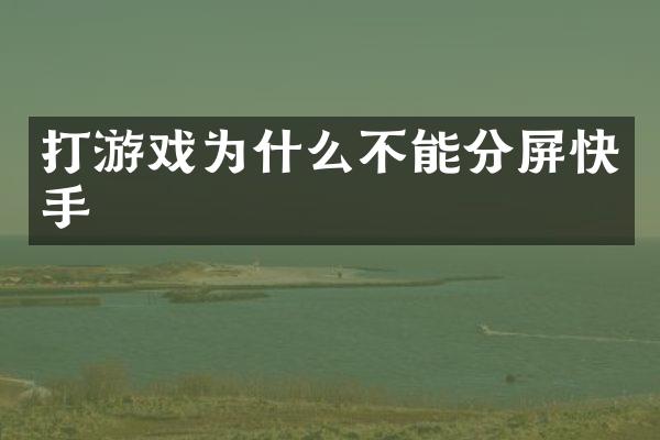 打游戏为什么不能分屏快手
