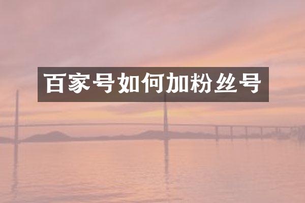 百家号如何加粉丝号